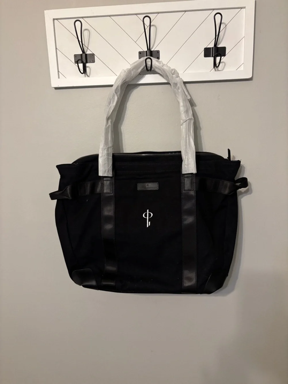 Brooks Brothers Black Canvas Tote with White Logo